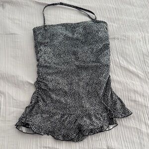 Elegant Black and White Polka Dot One Piece Swimsuit